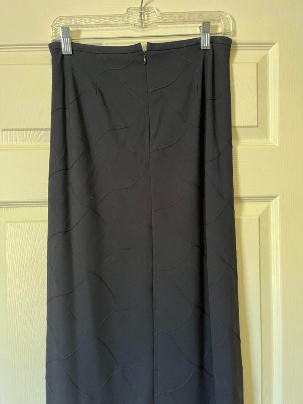 Womens Navy Midi Dress with Subtle Wave Texture - Picture 2 of 4